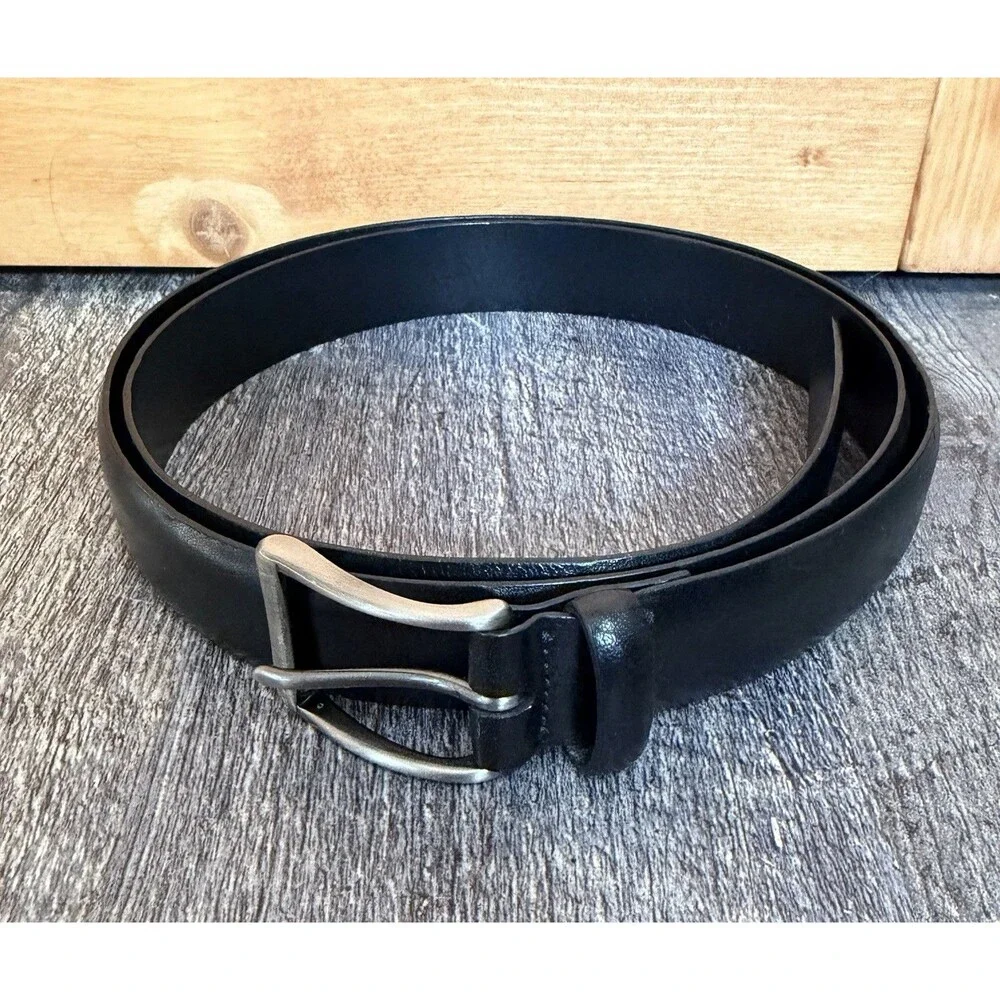 Coach Black Calfskin Leather Belt Women’s 38 Large Solid Brass Silver Buckle